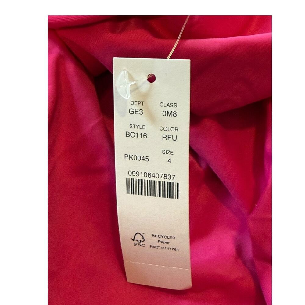 NEW J. Crew Women’s Size 4 Radiant Fuchsia Ruched V-neck One-Piece NWT - Picture 4 of 4